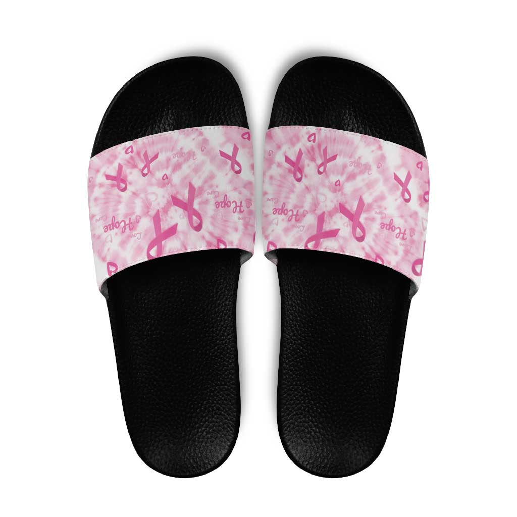 Breast Cancer Awareness Pink Ribbon Slide Sandals Tie Dye Style - Wonder Print Shop