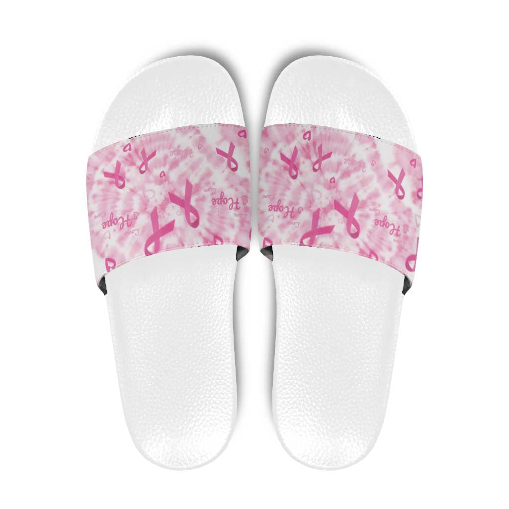 Breast Cancer Awareness Pink Ribbon Slide Sandals Tie Dye Style - Wonder Print Shop