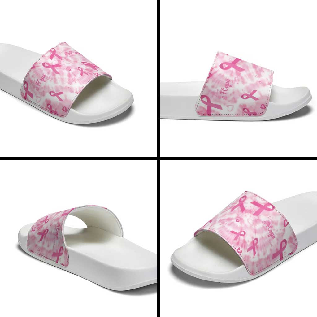 Breast Cancer Awareness Pink Ribbon Slide Sandals Tie Dye Style - Wonder Print Shop
