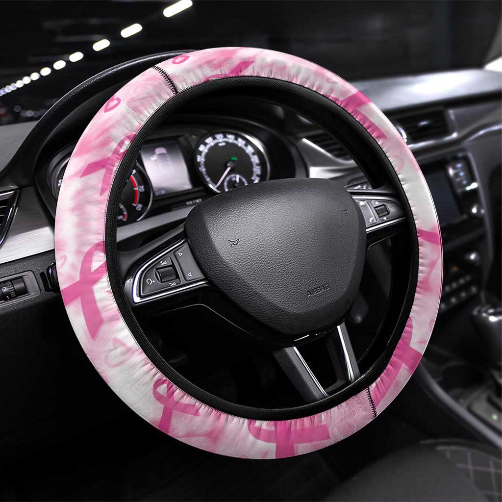 Breast Cancer Awareness Pink Ribbon Steering Wheel Cover Tie Dye Style - Wonder Print Shop