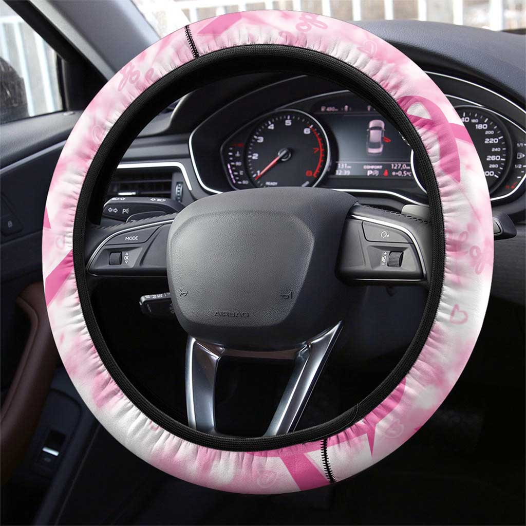 Breast Cancer Awareness Pink Ribbon Steering Wheel Cover Tie Dye Style - Wonder Print Shop