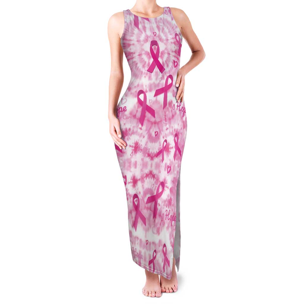 Breast Cancer Awareness Pink Ribbon Tank Maxi Dress Tie Dye Style - Wonder Print Shop