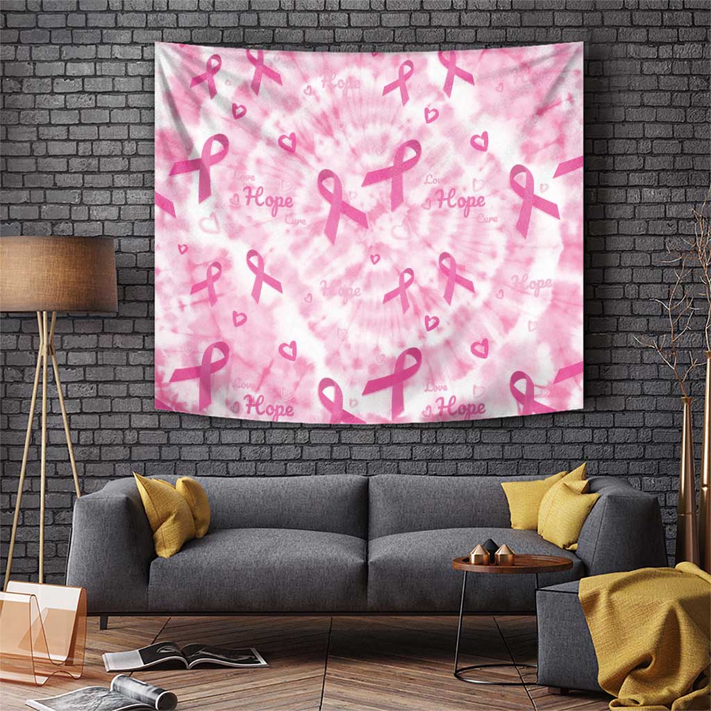 Breast Cancer Awareness Pink Ribbon Tapestry Tie Dye Style - Wonder Print Shop