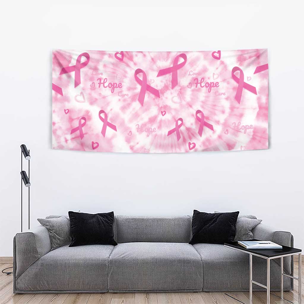 Breast Cancer Awareness Pink Ribbon Tapestry Tie Dye Style - Wonder Print Shop