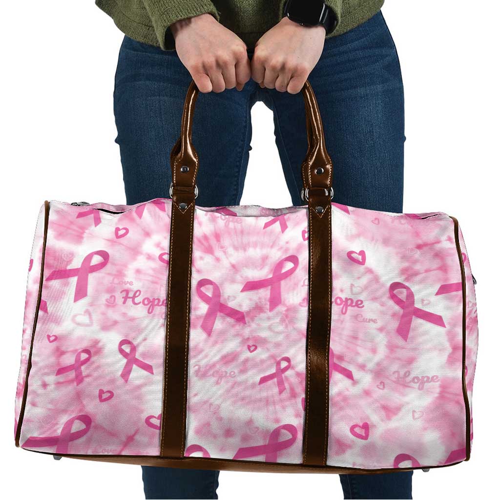 Breast Cancer Awareness Pink Ribbon Travel Bag Tie Dye Style - Wonder Print Shop