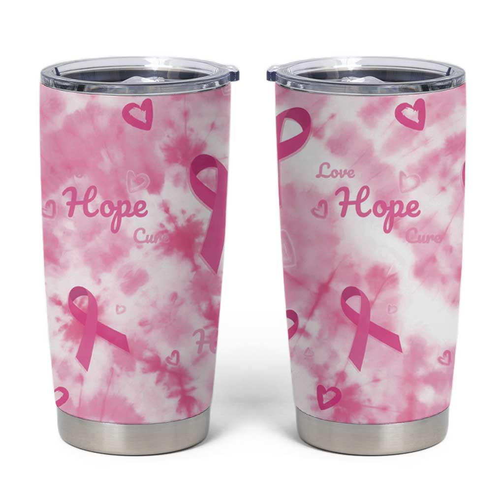 Breast Cancer Awareness Pink Ribbon Tumbler Cup Tie Dye Style - Wonder Print Shop