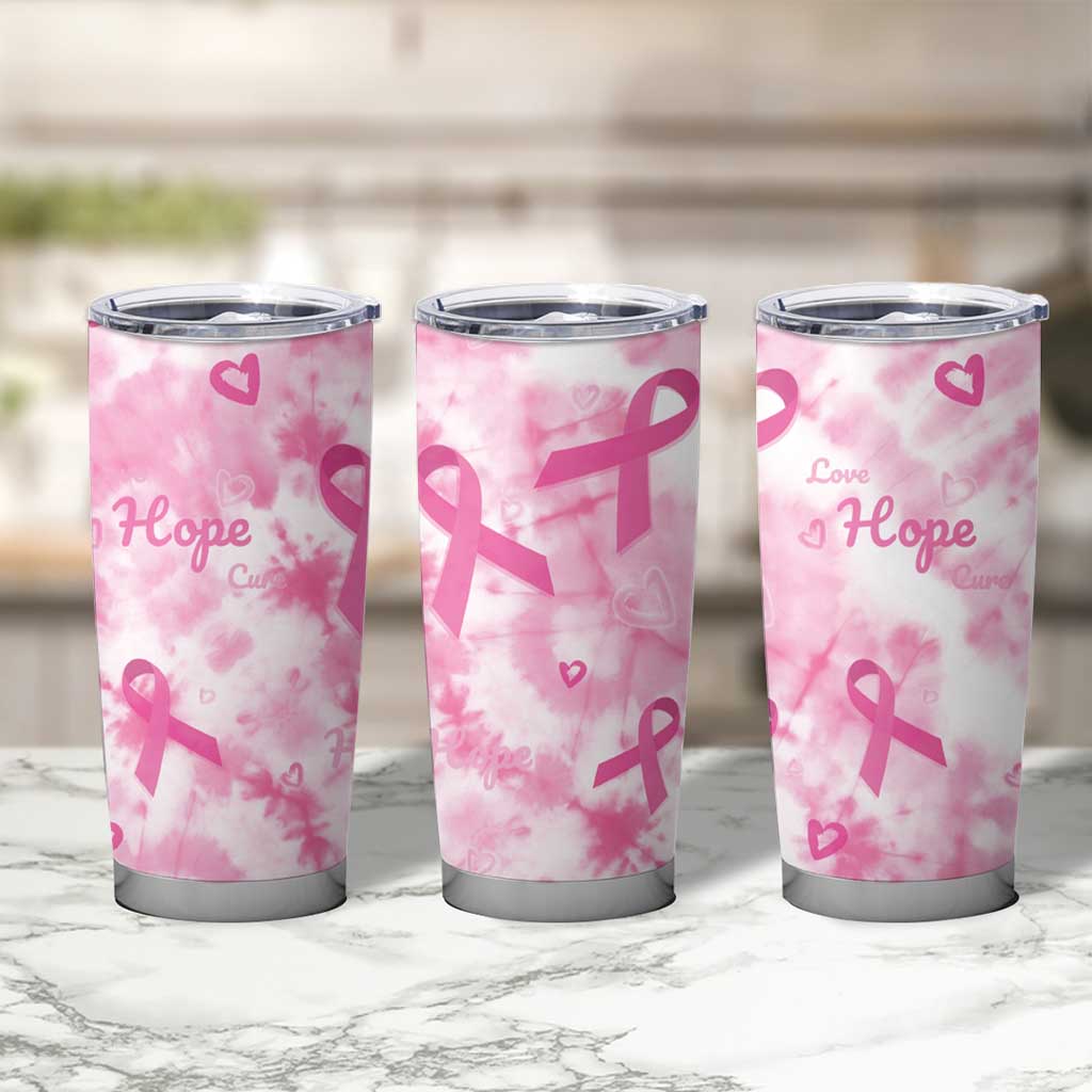Breast Cancer Awareness Pink Ribbon Tumbler Cup Tie Dye Style - Wonder Print Shop