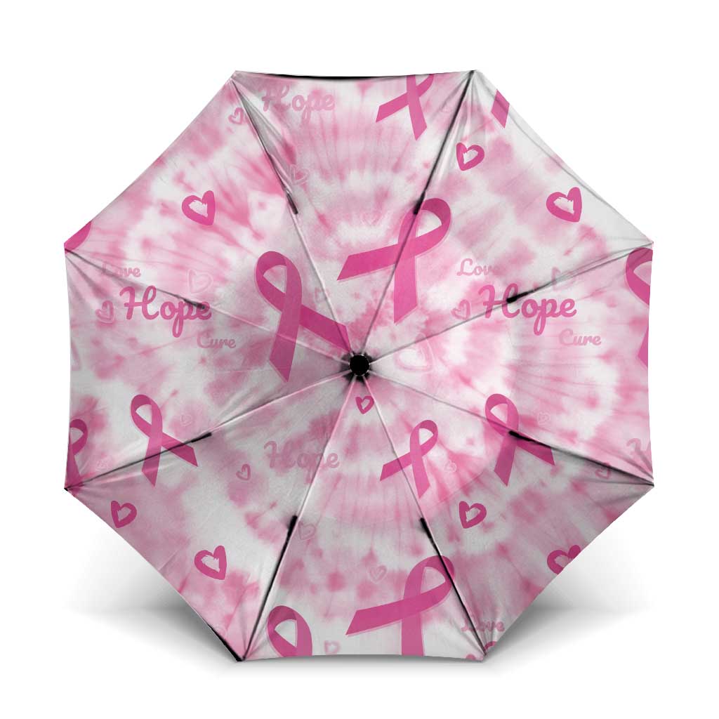 Breast Cancer Awareness Pink Ribbon Umbrella Tie Dye Style - Wonder Print Shop