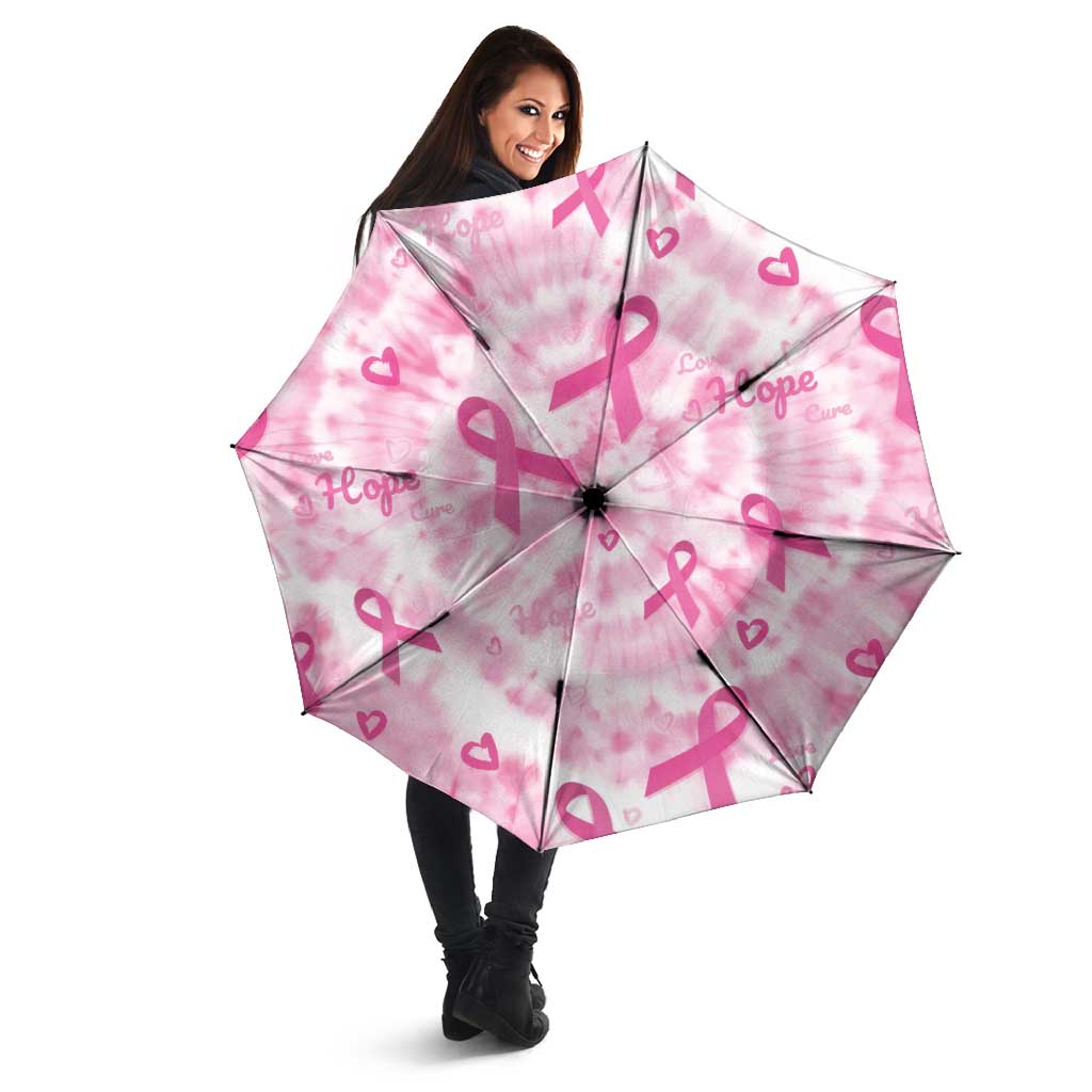 Breast Cancer Awareness Pink Ribbon Umbrella Tie Dye Style - Wonder Print Shop