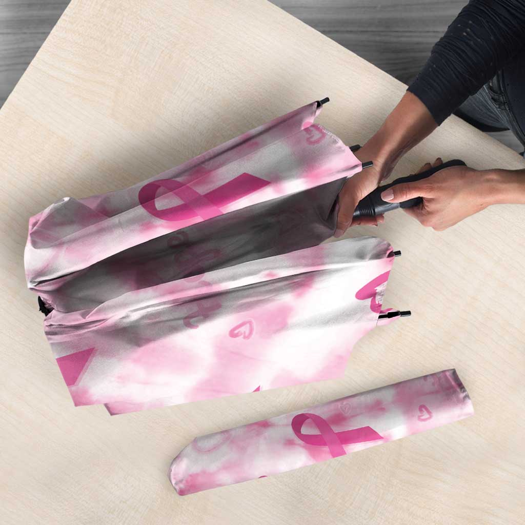 Breast Cancer Awareness Pink Ribbon Umbrella Tie Dye Style - Wonder Print Shop