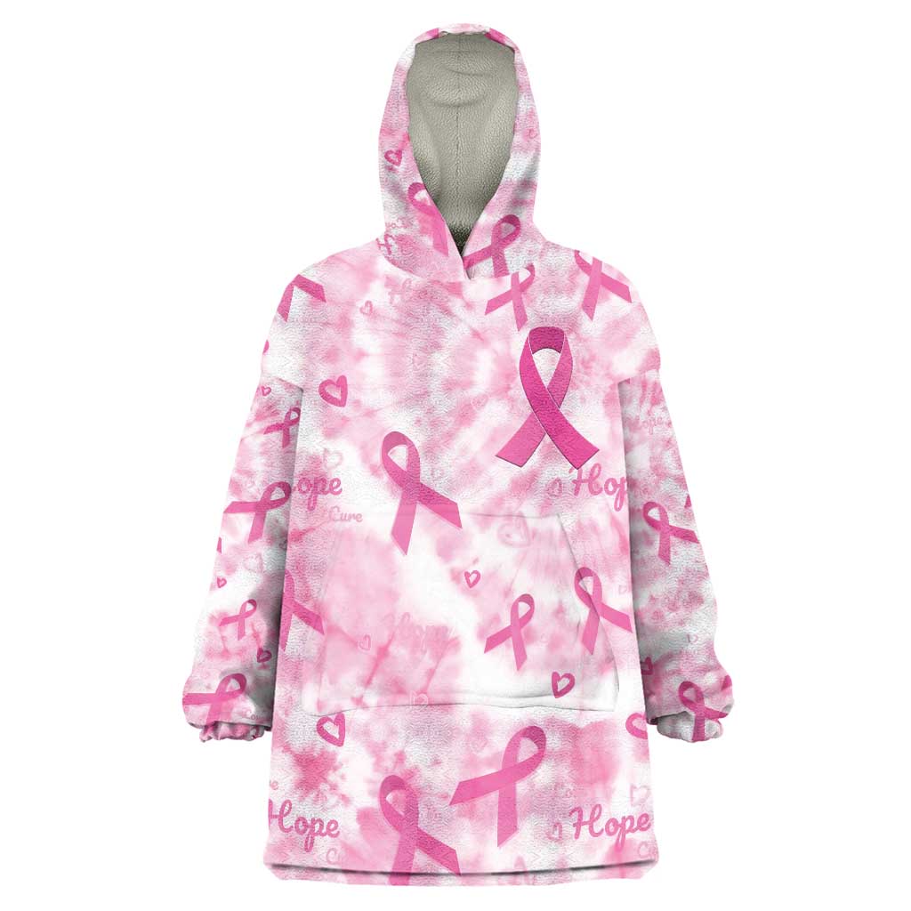 Breast Cancer Awareness Pink Ribbon Wearable Blanket Hoodie Tie Dye Style - Wonder Print Shop