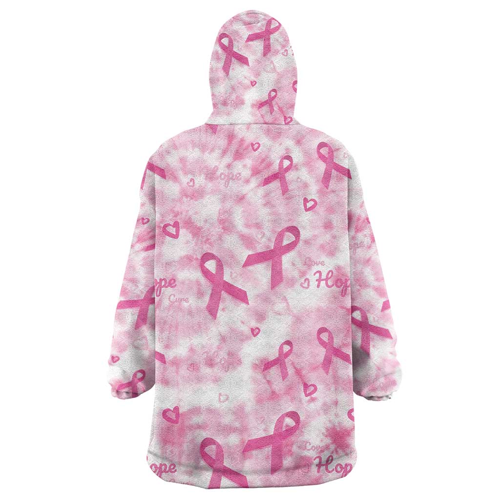 Breast Cancer Awareness Pink Ribbon Wearable Blanket Hoodie Tie Dye Style - Wonder Print Shop