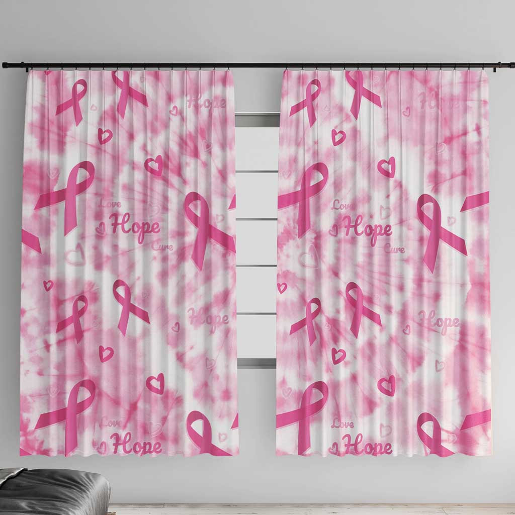 Breast Cancer Awareness Pink Ribbon Window Curtain Tie Dye Style - Wonder Print Shop