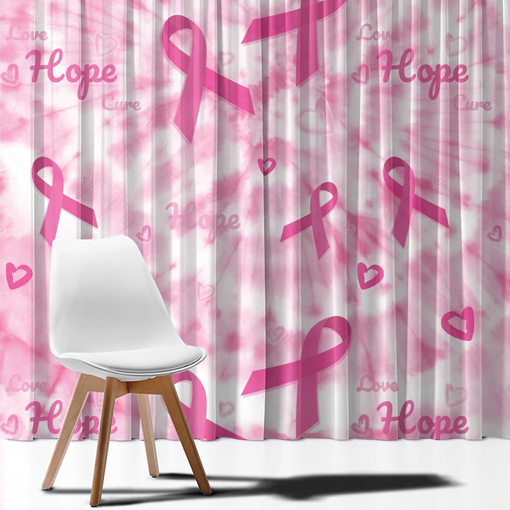 Breast Cancer Awareness Pink Ribbon Window Curtain Tie Dye Style - Wonder Print Shop