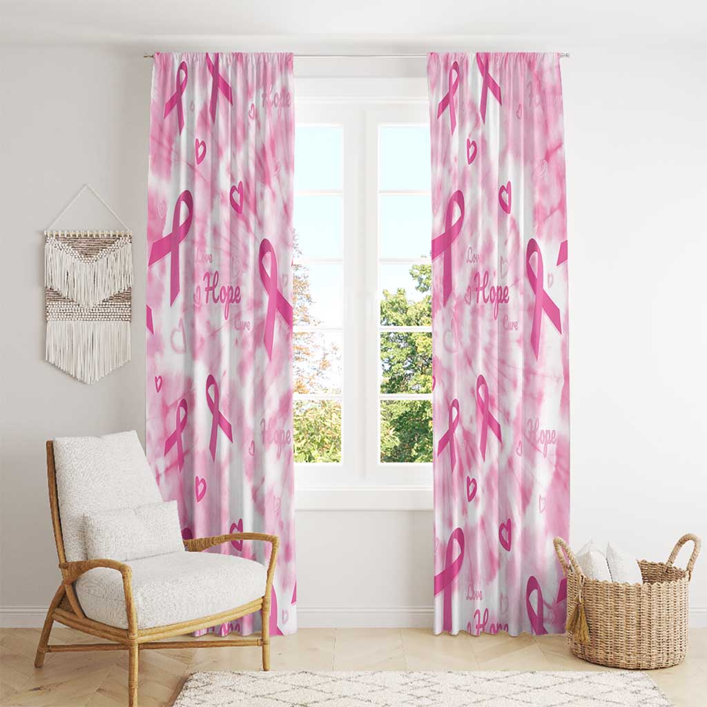 Breast Cancer Awareness Pink Ribbon Window Curtain Tie Dye Style - Wonder Print Shop