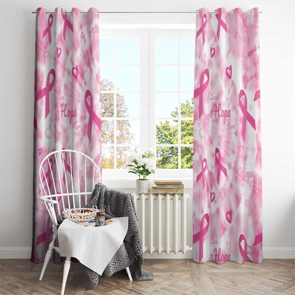 Breast Cancer Awareness Pink Ribbon Window Curtain Tie Dye Style - Wonder Print Shop