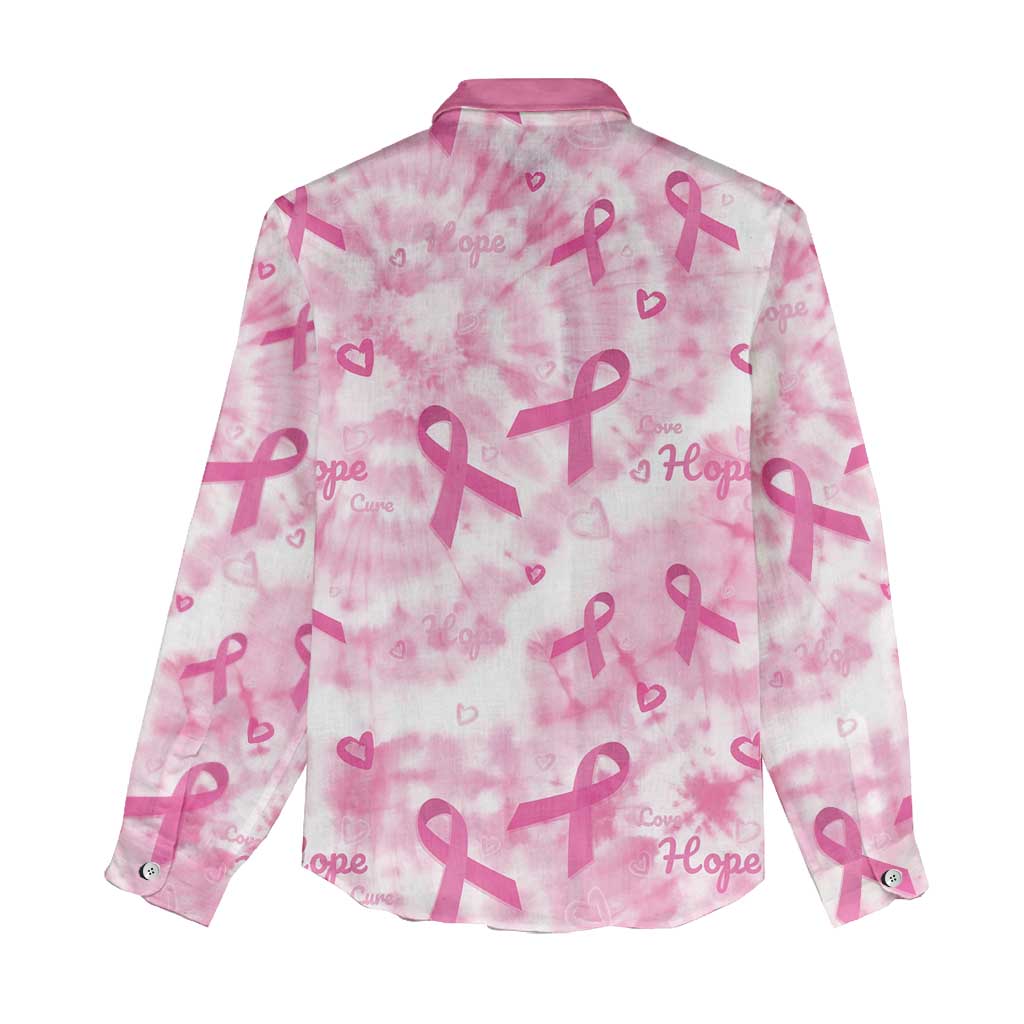 Breast Cancer Awareness Pink Ribbon Women Casual Shirt Tie Dye Style - Wonder Print Shop