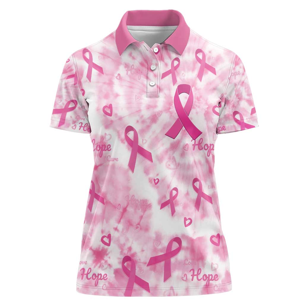 Breast Cancer Awareness Pink Ribbon Women Polo Shirt Tie Dye Style - Wonder Print Shop