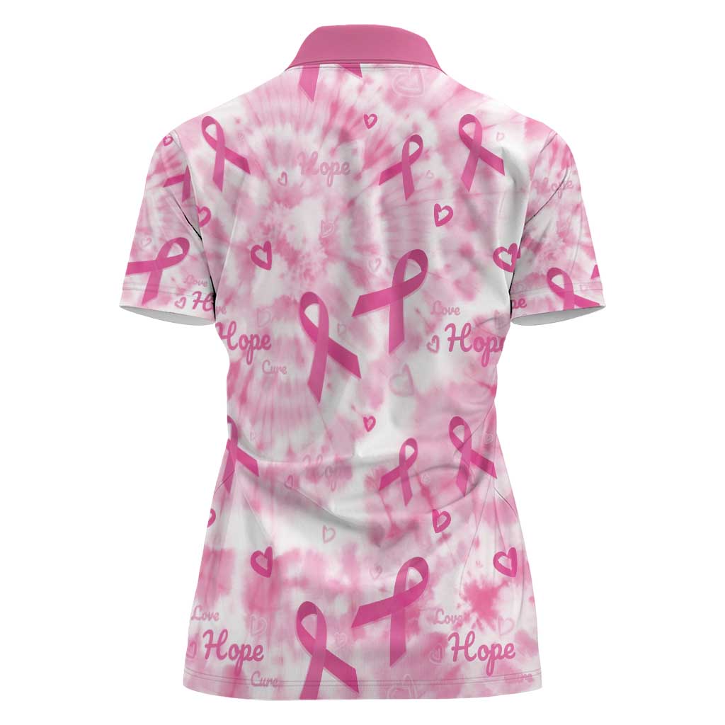 Breast Cancer Awareness Pink Ribbon Women Polo Shirt Tie Dye Style - Wonder Print Shop