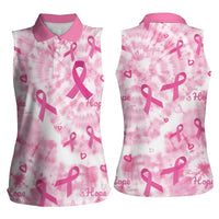 Breast Cancer Awareness Pink Ribbon Women Sleeveless Polo Shirt Tie Dye Style - Wonder Print Shop