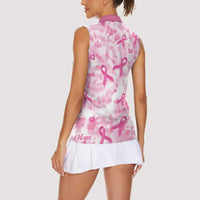 Breast Cancer Awareness Pink Ribbon Women Sleeveless Polo Shirt Tie Dye Style - Wonder Print Shop