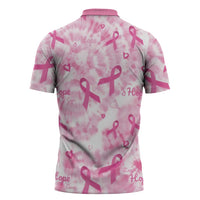 Breast Cancer Awareness Pink Ribbon Zipper Polo Shirt Tie Dye Style - Wonder Print Shop
