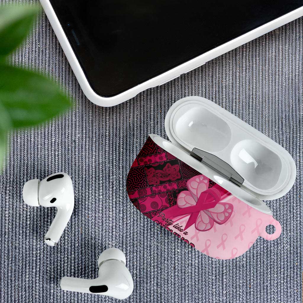 Breast Cancer Awareness AirPods Case Party Like A Survivor - Pink African Pattern - Wonder Print Shop