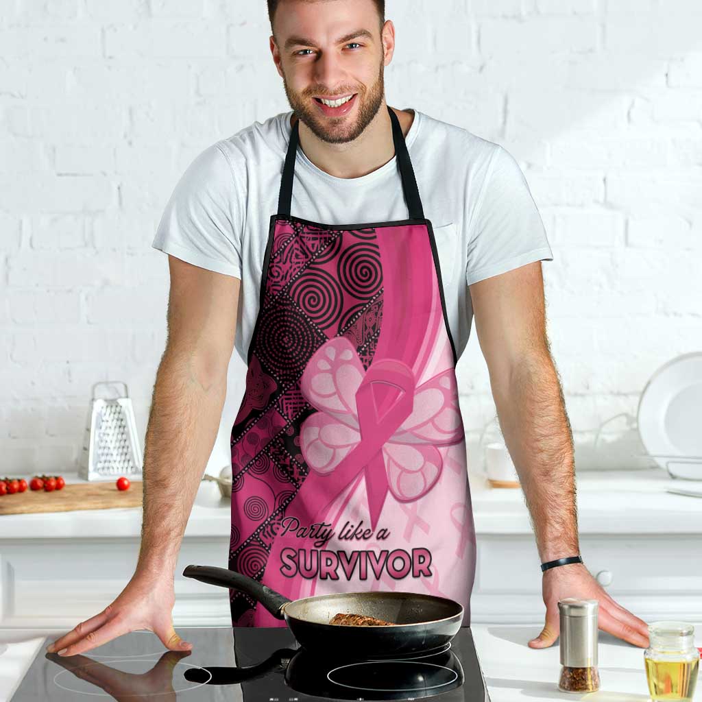 Breast Cancer Awareness Apron Party Like A Survivor - Pink African Pattern - Wonder Print Shop