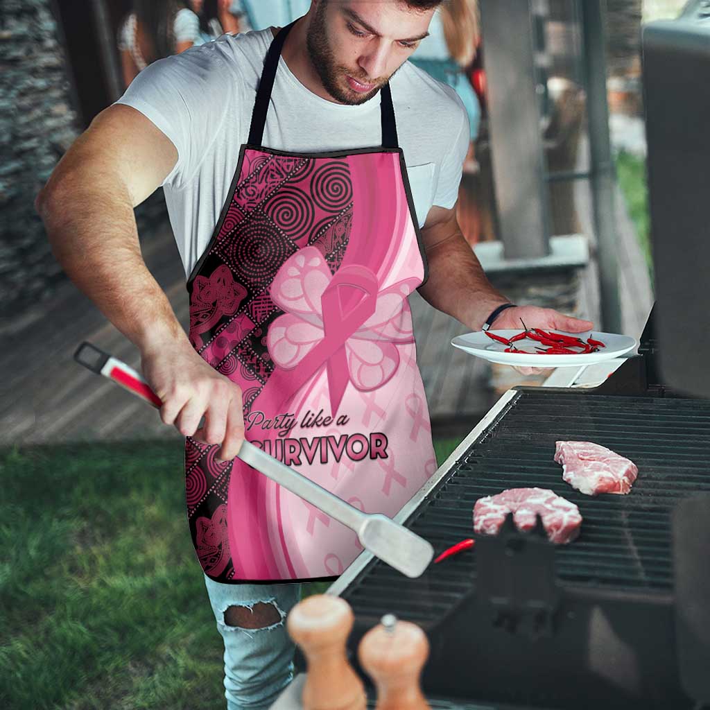 Breast Cancer Awareness Apron Party Like A Survivor - Pink African Pattern - Wonder Print Shop