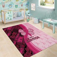 Breast Cancer Awareness Area Rug Party Like A Survivor - Pink African Pattern - Wonder Print Shop