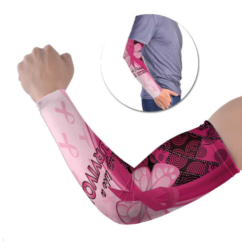 Breast Cancer Awareness Arm Sleeves Party Like A Survivor - Pink African Pattern - Wonder Print Shop