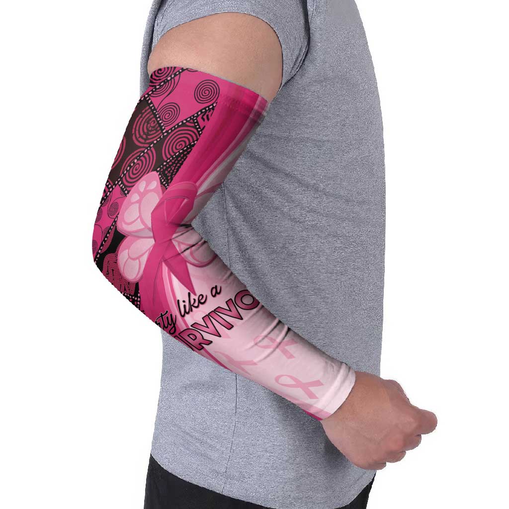 Breast Cancer Awareness Arm Sleeves Party Like A Survivor - Pink African Pattern - Wonder Print Shop