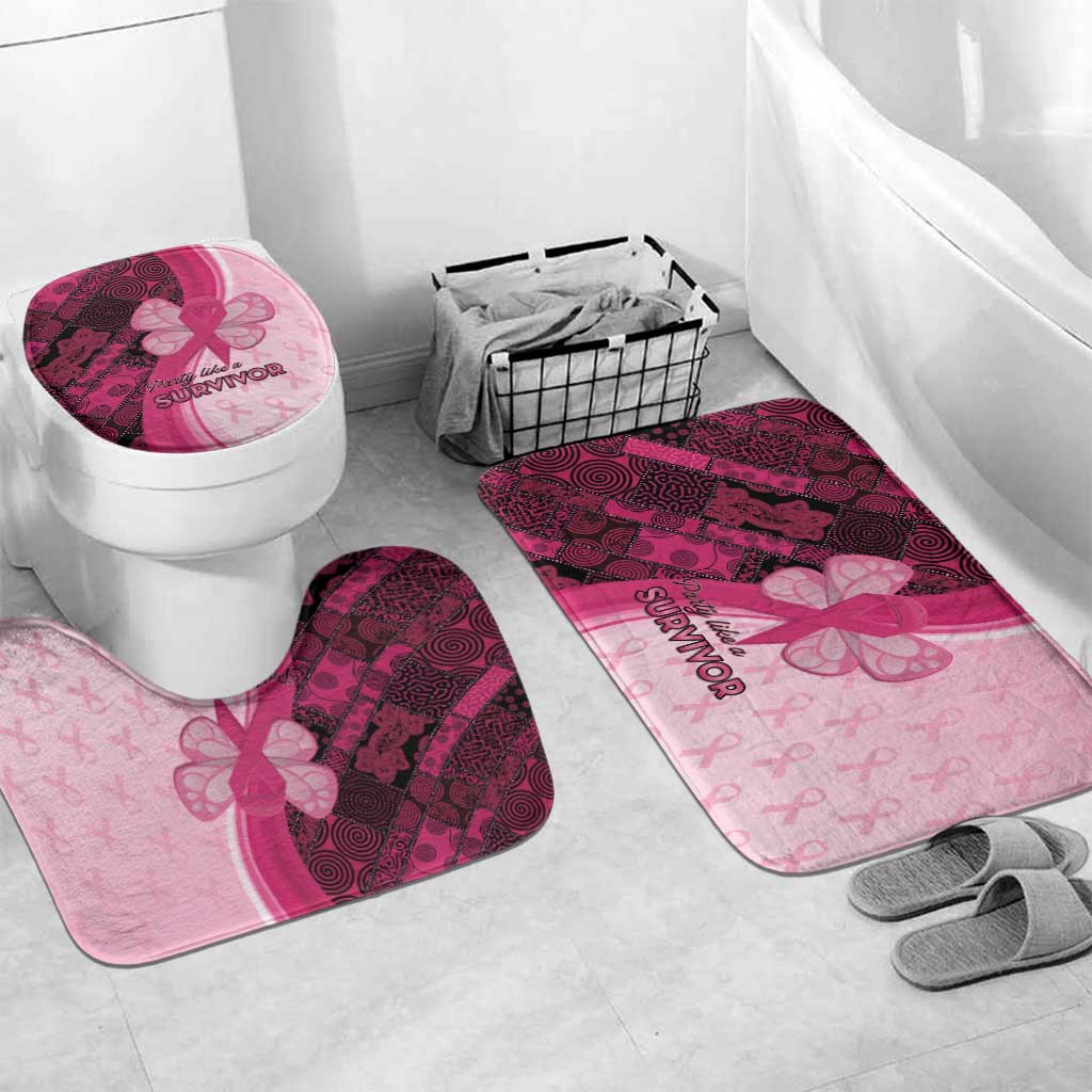 Breast Cancer Awareness Bathroom Set Party Like A Survivor - Pink African Pattern - Wonder Print Shop
