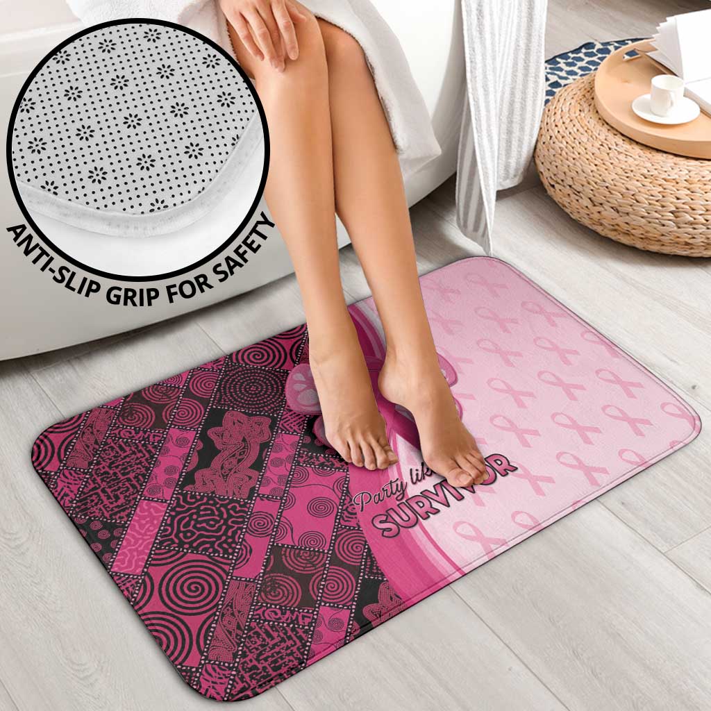 Breast Cancer Awareness Bathroom Set Party Like A Survivor - Pink African Pattern - Wonder Print Shop