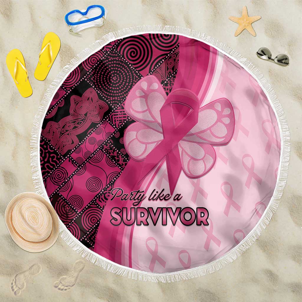Breast Cancer Awareness Beach Blanket Party Like A Survivor - Pink African Pattern - Wonder Print Shop