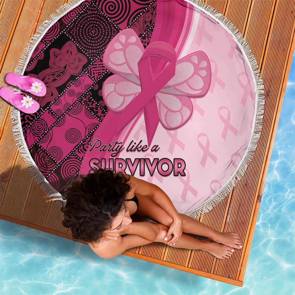 Breast Cancer Awareness Beach Blanket Party Like A Survivor - Pink African Pattern - Wonder Print Shop