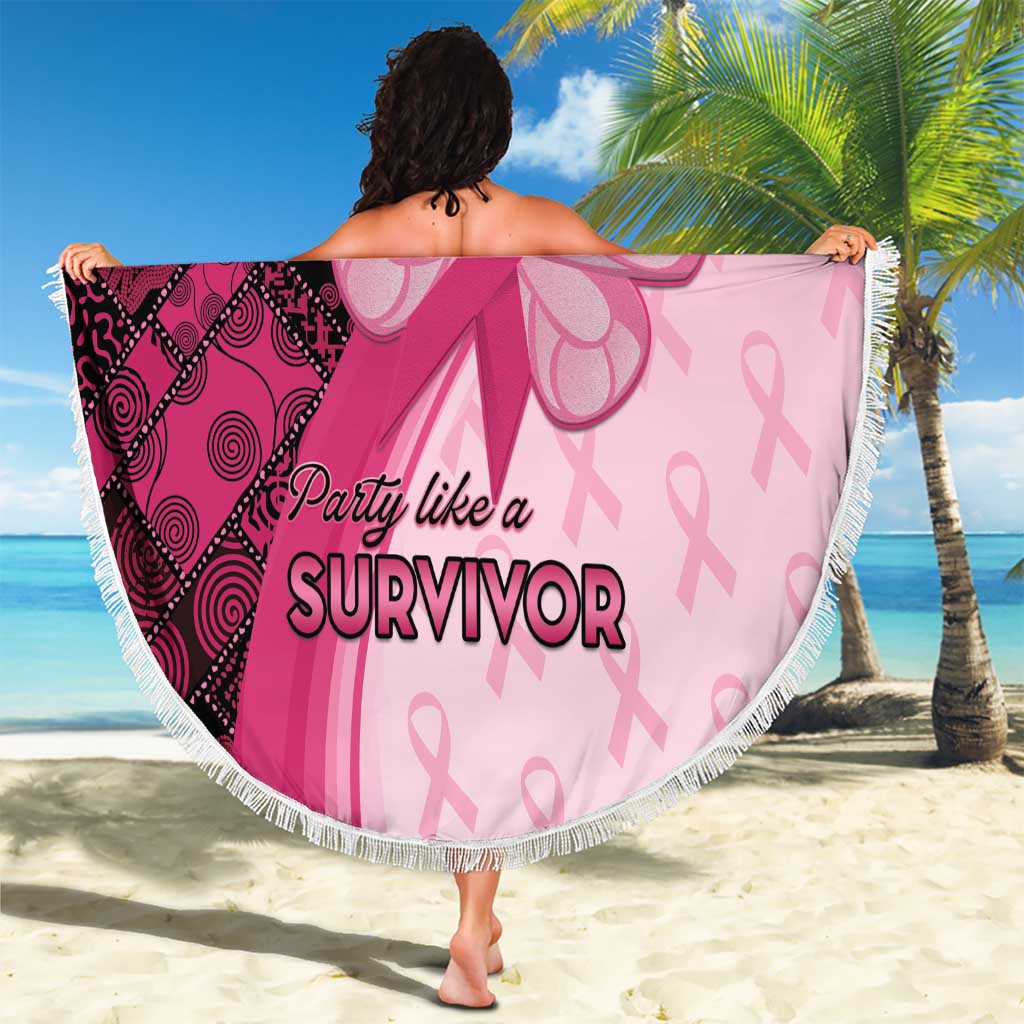 Breast Cancer Awareness Beach Blanket Party Like A Survivor - Pink African Pattern - Wonder Print Shop