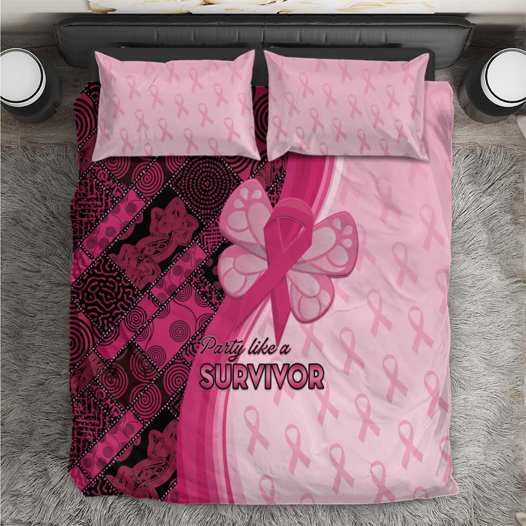 Breast Cancer Awareness Bedding Set Party Like A Survivor - Pink African Pattern - Wonder Print Shop