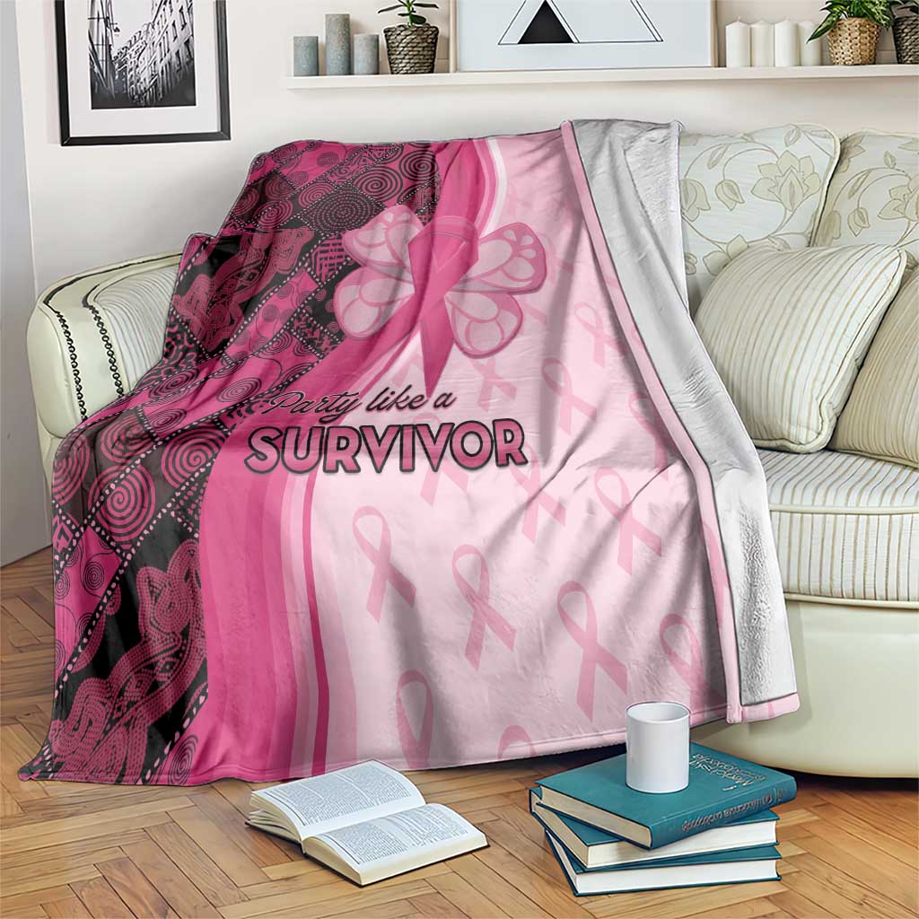 Breast Cancer Awareness Blanket Party Like A Survivor - Pink African Pattern - Wonder Print Shop