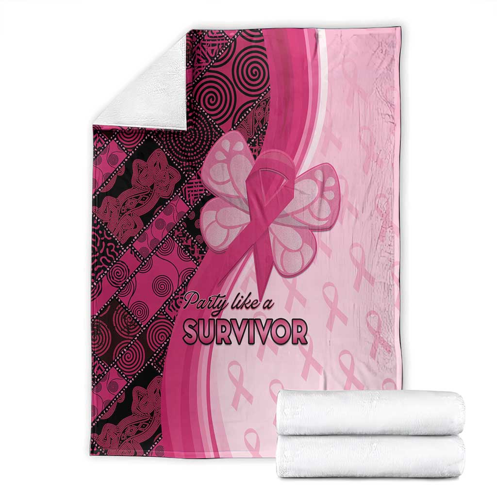 Breast Cancer Awareness Blanket Party Like A Survivor - Pink African Pattern - Wonder Print Shop
