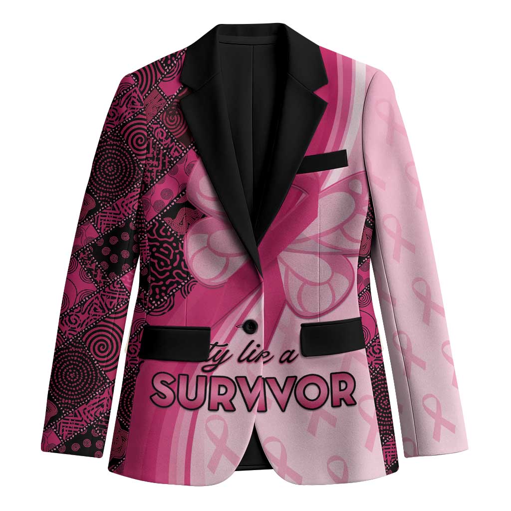 Breast Cancer Awareness Blazer Party Like A Survivor - Pink African Pattern - Wonder Print Shop