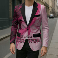 Breast Cancer Awareness Blazer Party Like A Survivor - Pink African Pattern - Wonder Print Shop