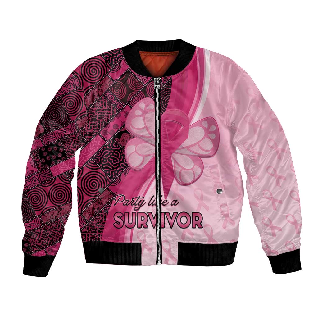 Breast Cancer Awareness Bomber Jacket Party Like A Survivor - Pink African Pattern - Wonder Print Shop