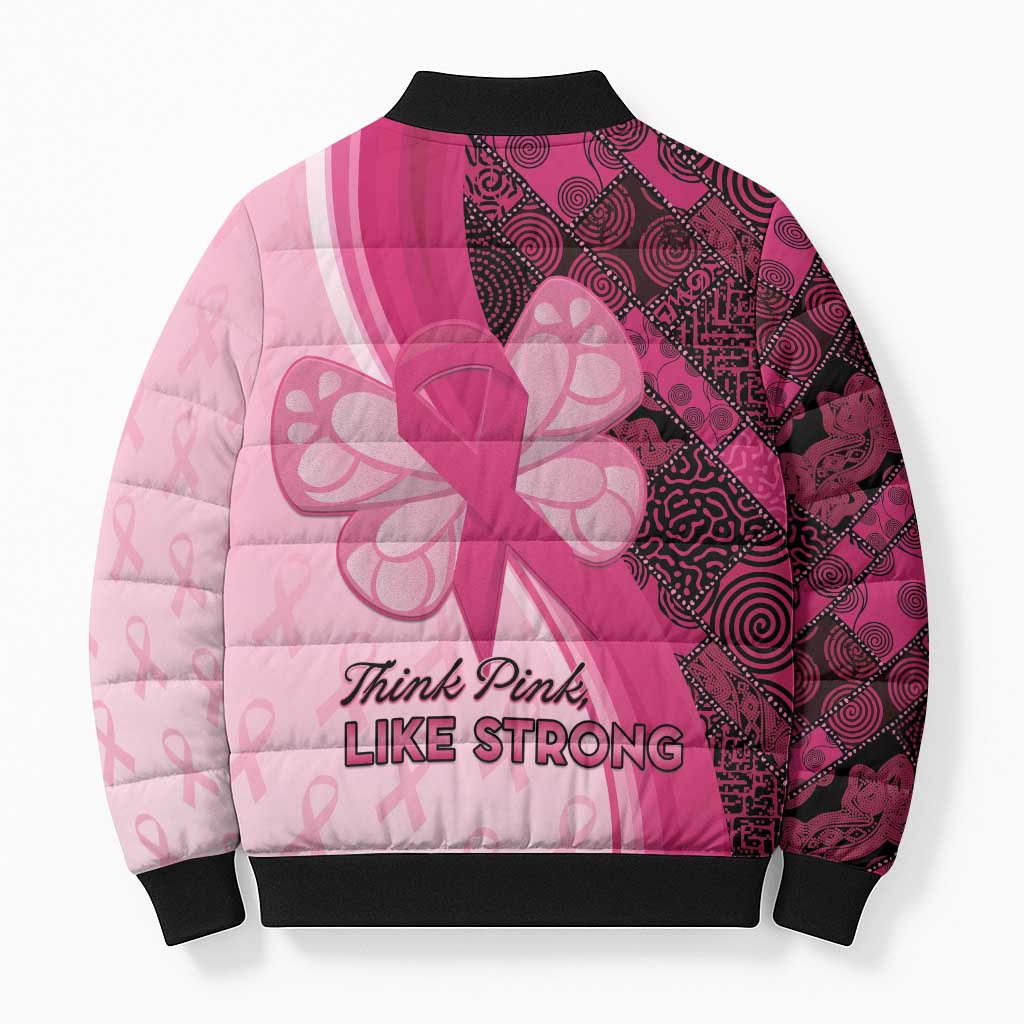 Breast Cancer Awareness Bomber Puffer Jacket Party Like A Survivor - Pink African Pattern - Wonder Print Shop