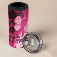 Breast Cancer Awareness 4 in 1 Can Cooler Tumbler Party Like A Survivor - Pink African Pattern - Wonder Print Shop