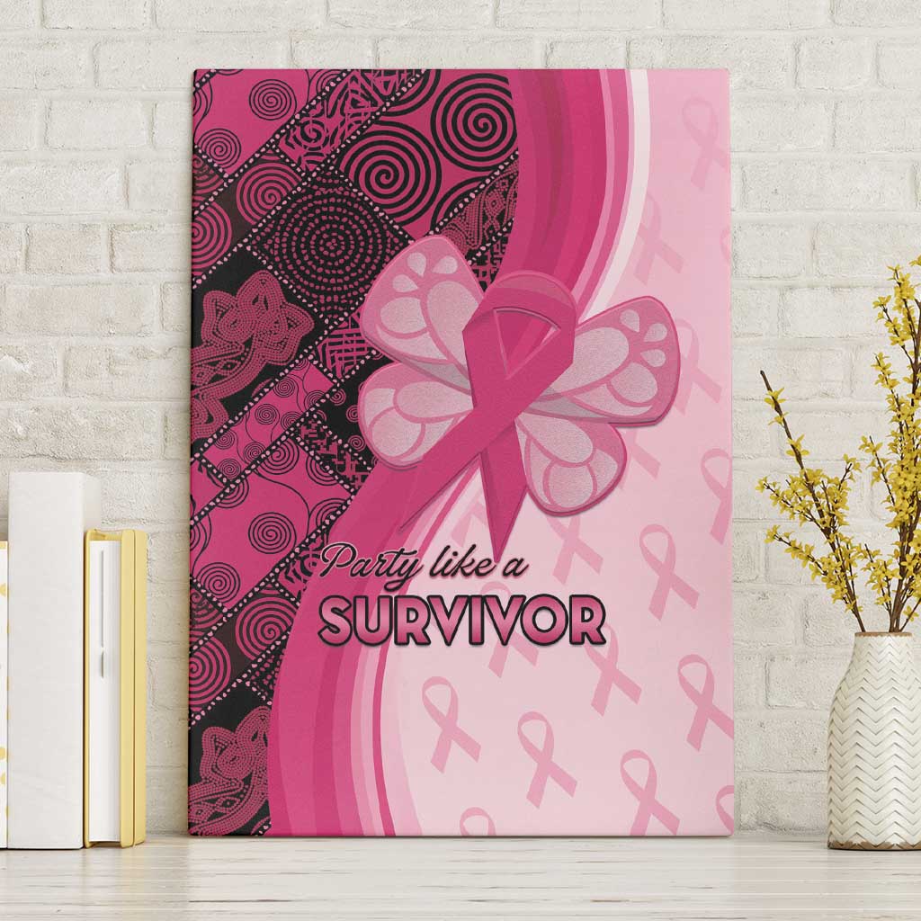 Breast Cancer Awareness Canvas Wall Art Party Like A Survivor - Pink African Pattern - Wonder Print Shop
