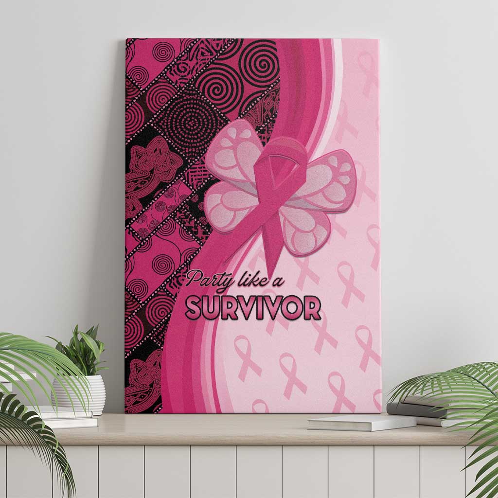 Breast Cancer Awareness Canvas Wall Art Party Like A Survivor - Pink African Pattern - Wonder Print Shop