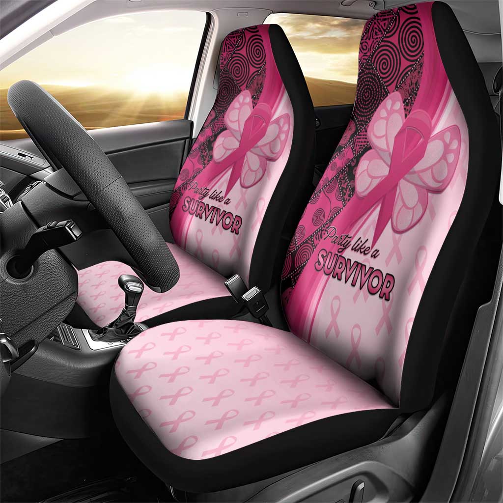 Breast Cancer Awareness Car Seat Cover Party Like A Survivor - Pink African Pattern - Wonder Print Shop