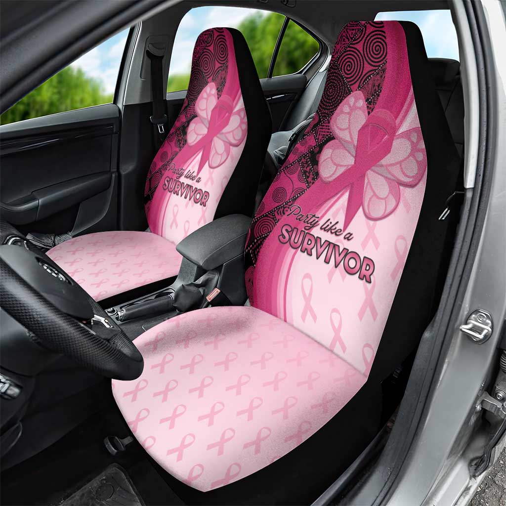 Breast Cancer Awareness Car Seat Cover Party Like A Survivor - Pink African Pattern - Wonder Print Shop