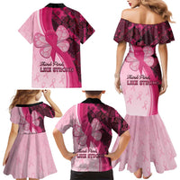 Breast Cancer Awareness Family Matching Mermaid Dress and Hawaiian Shirt Party Like A Survivor - Pink African Pattern - Wonder Print Shop
